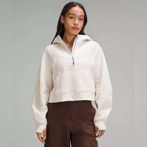 Scuba Oversized Half-Zip Hoodie in heathered bone size M